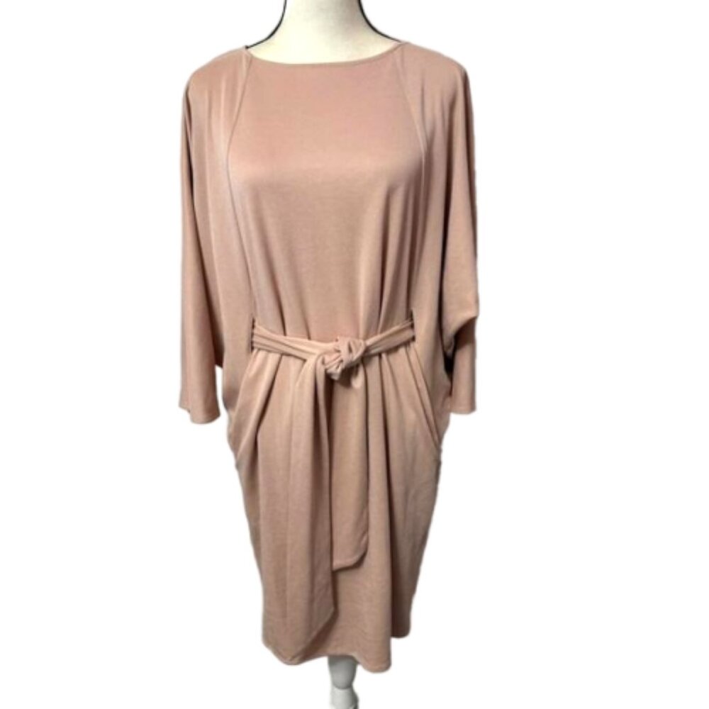 Uli Herzner Nude Rose Dolman Sleeve Knee Length Pullover Dress Size S/M #2068